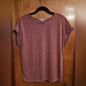 Green Envelope Mauve Ribbed Short Sleeve Top - Size M